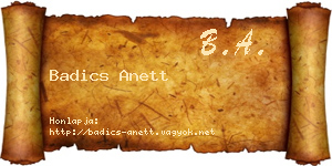 Badics Anett névjegykártya